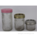 16oz decorative glass canning jar embossed glass food mason jar with wide mouth
